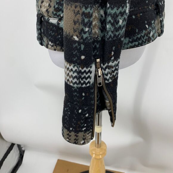 Free People Jacket Womens 6 Multi Plaid Splatter Knit Moto Asymmetric Zip Lined - Picture 6 of 13